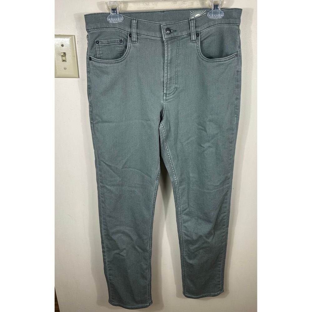 Faherty Stretch Terry Pants Mens 31x30 Stormy Seas Slim Straight 5-Pocket Casual